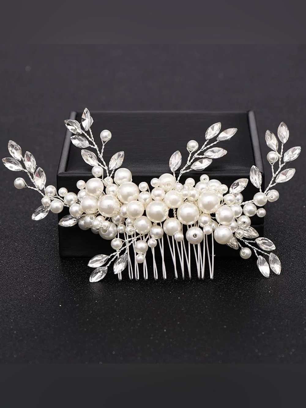 Elegant Pearl & Crystal Bridal Hair Comb - White